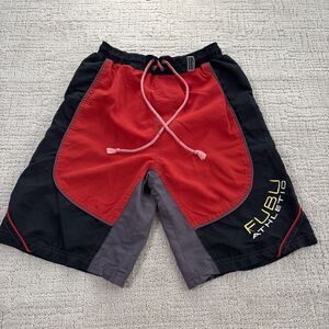 Vintage FUBU Athletics Red Black Size 12/14 Shorts Y2K 90s Streetwear Pullstring